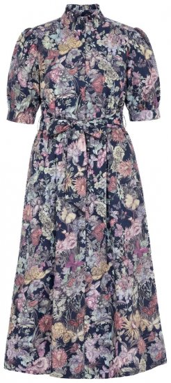 Ulla Popken 850298 Blomstret skjortekjole Mørkeblå - Maxikjoler - Maxikjoler for damer i store størrelser