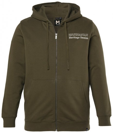 Men+ 375 Hettejakke Heritage Denim Khakigrønn - Gensere og hettegensere - Store hettegensere - 2XL-14XL