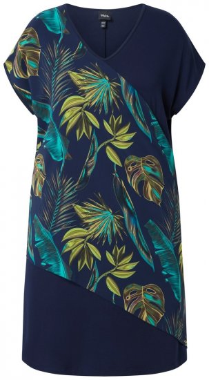 Ulla Popken 850393 Mønstret chiffongkjole Mørkeblå - Sommerkjoler - Sommerkjoler for kvinner i store størrelser