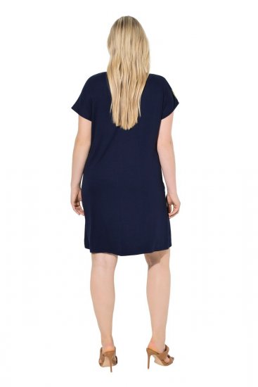 Ulla Popken 850393 Mønstret chiffongkjole Mørkeblå - Sommerkjoler - Sommerkjoler for kvinner i store størrelser