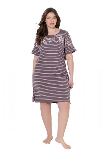 Ulla Popken 850401 Blomstret nattkjole Brun - Nattkjoler - 