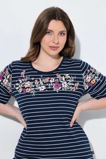 Ulla Popken 850403 Blomstret pyjamas Mørkeblå - Pyjamas/Loungewear - 