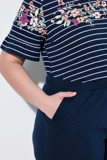 Ulla Popken 850403 Blomstret pyjamas Mørkeblå - Pyjamas/Loungewear - 