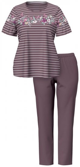 Ulla Popken 850403 Blomstret pyjamas Brun - Pyjamas/Loungewear - 