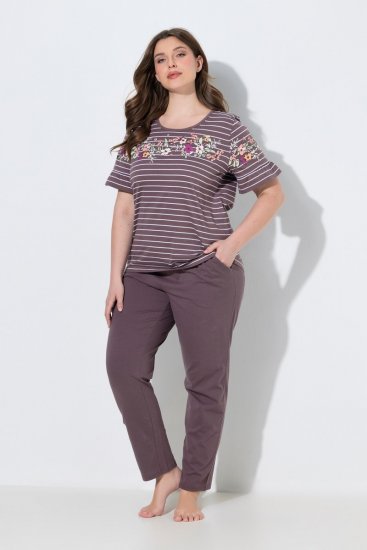 Ulla Popken 850403 Blomstret pyjamas Brun - Pyjamas/Loungewear - 
