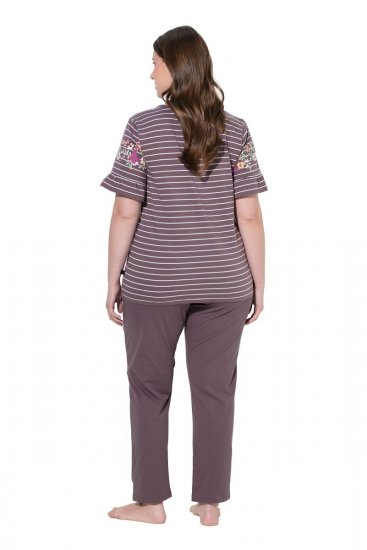 Ulla Popken 850403 Blomstret pyjamas Brun - Pyjamas/Loungewear - 