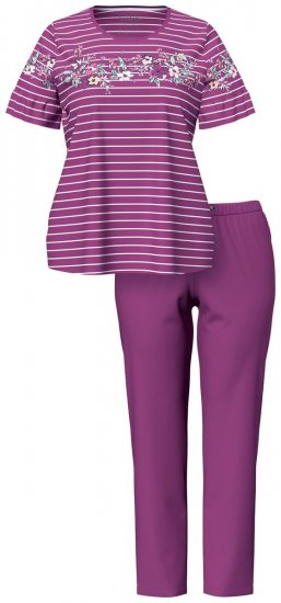 Ulla Popken 850403 Blomstret pyjamas Fiolett - Pyjamas/Loungewear - 