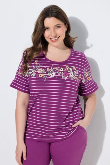 Ulla Popken 850403 Blomstret pyjamas Fiolett - Pyjamas/Loungewear - 