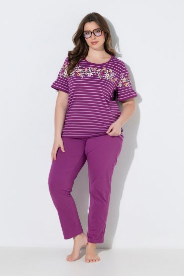 Ulla Popken 850403 Blomstret pyjamas Fiolett - Pyjamas/Loungewear - 