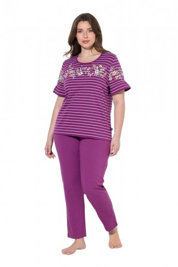 Ulla Popken 850403 Blomstret pyjamas Fiolett - Pyjamas/Loungewear - 