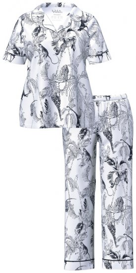 Ulla Popken 850441 Mønstret pyjamas Benhvit - Pyjamas/Loungewear - 