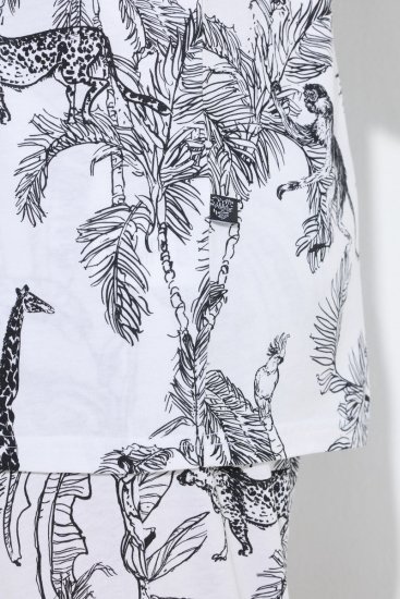 Ulla Popken 850441 Mønstret pyjamas Benhvit - Pyjamas/Loungewear - 