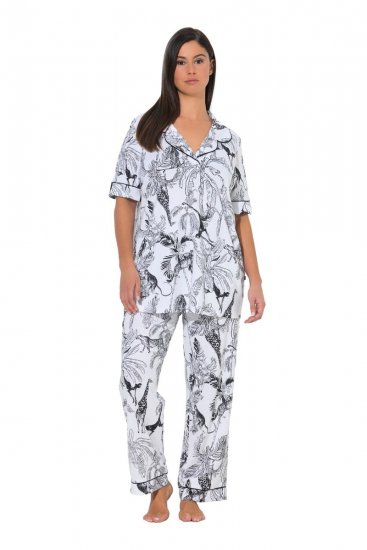 Ulla Popken 850441 Mønstret pyjamas Benhvit - Pyjamas/Loungewear - 