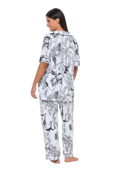 Ulla Popken 850441 Mønstret pyjamas Benhvit - Pyjamas/Loungewear - 