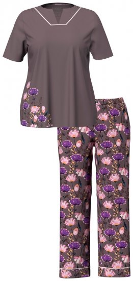 Ulla Popken 850903 Blomstret pyjamas 2-pakning Brun - Pyjamas/Loungewear - 
