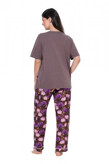 Ulla Popken 850903 Blomstret pyjamas 2-pakning Brun - Pyjamas/Loungewear - 