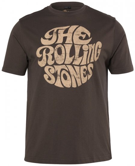 JP1880 851001 Rolling Stones Retro Logo T-skjorte Hasselnøtt - Band T-skjorter - Band-t-skjorter i store størrelser