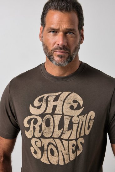 JP1880 851001 Rolling Stones Retro Logo T-skjorte Hasselnøtt - Band T-skjorter - Band-t-skjorter i store størrelser