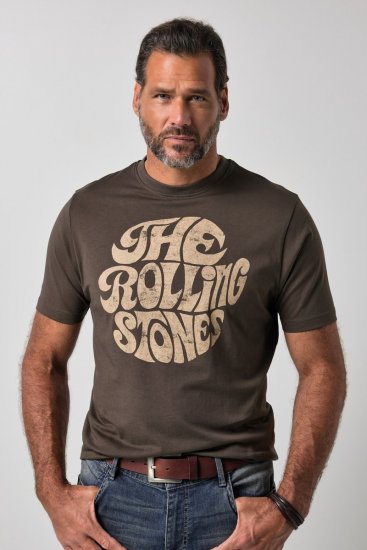JP1880 851001 Rolling Stones Retro Logo T-skjorte Hasselnøtt - Band T-skjorter - Band-t-skjorter i store størrelser
