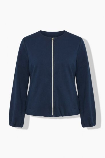Ulla Popken 851040 Sweatjakke med glidelås Mørkeblå - Collegegensere - Sweatshirts til dame – store størrelser