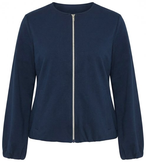 Ulla Popken 851040 Sweatjakke med glidelås Mørkeblå - Collegegensere - Sweatshirts til dame – store størrelser
