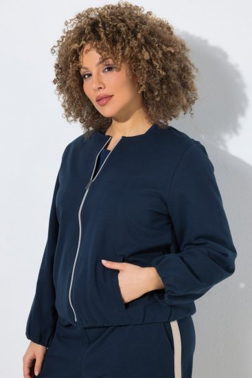 Ulla Popken 851040 Sweatjakke med glidelås Mørkeblå - Collegegensere - Sweatshirts til dame – store størrelser