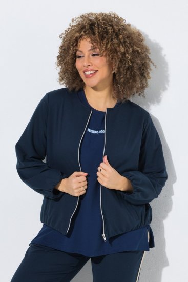 Ulla Popken 851040 Sweatjakke med glidelås Mørkeblå - Collegegensere - Sweatshirts til dame – store størrelser