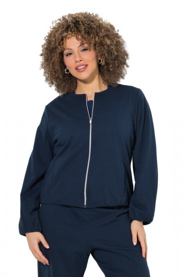 Ulla Popken 851040 Sweatjakke med glidelås Mørkeblå - Collegegensere - Sweatshirts til dame – store størrelser
