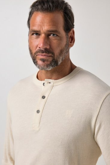 JP1880 851075 Langermet Henley t-skjorte Sandgrå TALL - TALL T-skjorter - Ekstra Lange T-skjorter