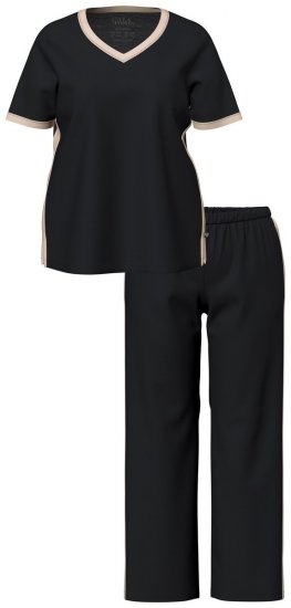 Ulla Popken 851245 Stripete pyjamas Svart - Pyjamas/Loungewear - 
