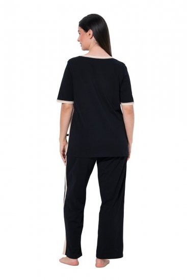 Ulla Popken 851245 Stripete pyjamas Svart - Pyjamas/Loungewear - 