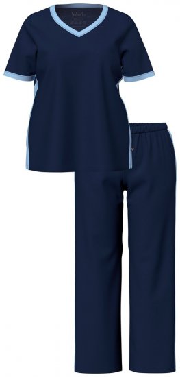 Ulla Popken 851245 Stripete pyjamas Mørkeblå - Pyjamas/Loungewear - 