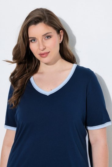 Ulla Popken 851245 Stripete pyjamas Mørkeblå - Pyjamas/Loungewear - 