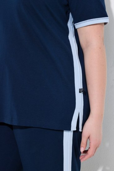 Ulla Popken 851245 Stripete pyjamas Mørkeblå - Pyjamas/Loungewear - 