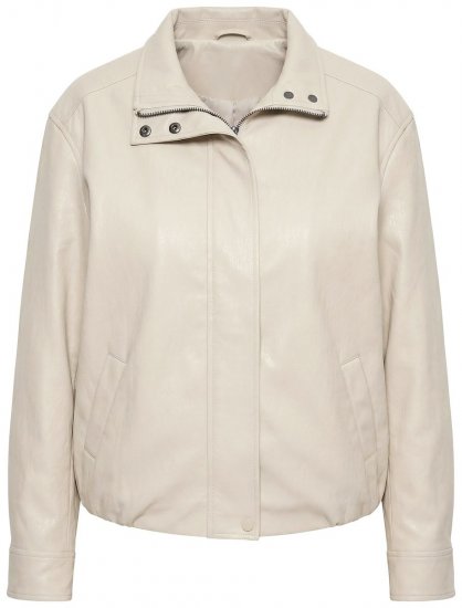 Ulla Popken 851329 Bikerjakke i skinnlook med glidelås Taupe - Jakker - Damejakker i store størrelser