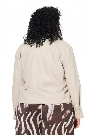 Ulla Popken 851329 Bikerjakke i skinnlook med glidelås Taupe - Jakker - Damejakker i store størrelser