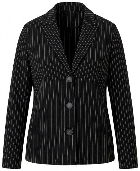 Ulla Popken 851341 Nålestripet stretchblazer Svart - Blazere - Blazere i store størrelser for dame