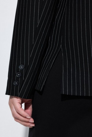 Ulla Popken 851341 Nålestripet stretchblazer Svart - Blazere - Blazere i store størrelser for dame