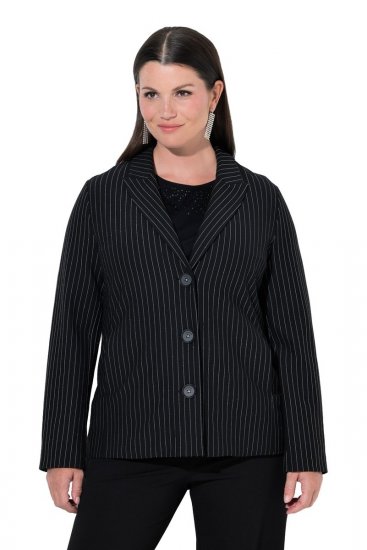 Ulla Popken 851341 Nålestripet stretchblazer Svart - Blazere - Blazere i store størrelser for dame