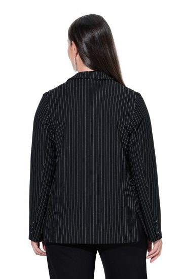Ulla Popken 851341 Nålestripet stretchblazer Svart - Blazere - Blazere i store størrelser for dame