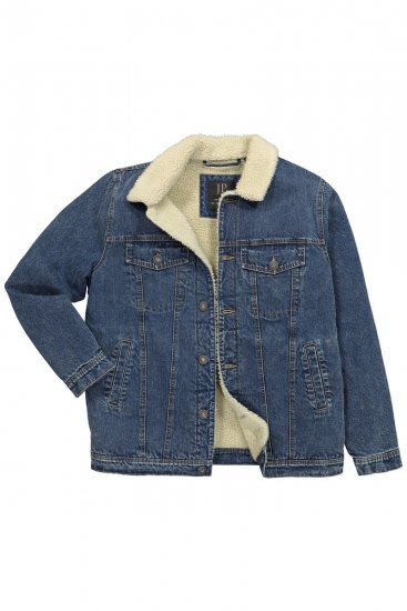 JP1880 851363 Jeansjakke med teddyfôr Denimblå - Jakker - Store jakker - 2XL-12XL
