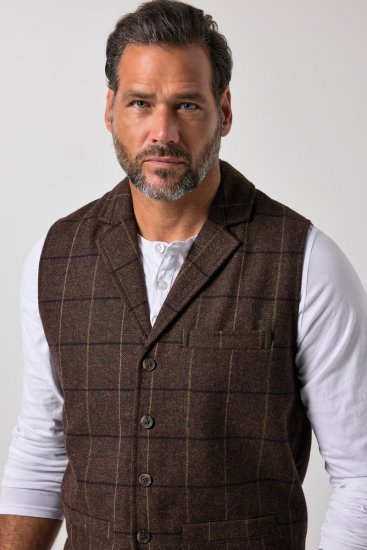 JP1880 851395 Rutete tweedvest med stretch Mørkebrun - Dresser og blazere - Dresser i store størrelser