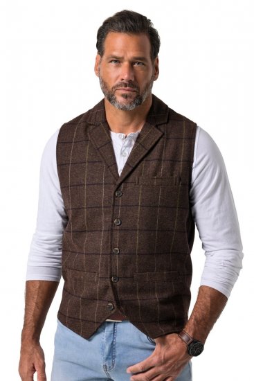 JP1880 851395 Rutete tweedvest med stretch Mørkebrun - Dresser og blazere - Dresser i store størrelser