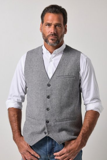 JP1880 851399 Vest i ullmiks med strikket rygg Lysegrå - Dresser og blazere - Dresser i store størrelser