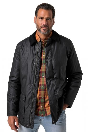 JP1880 851493 Vokset jakke med kordfløyelskrage Svart - Jakker - Store jakker - 2XL-12XL
