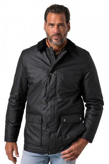 JP1880 851493 Vokset jakke med kordfløyelskrage Svart - Jakker - Store jakker - 2XL-12XL