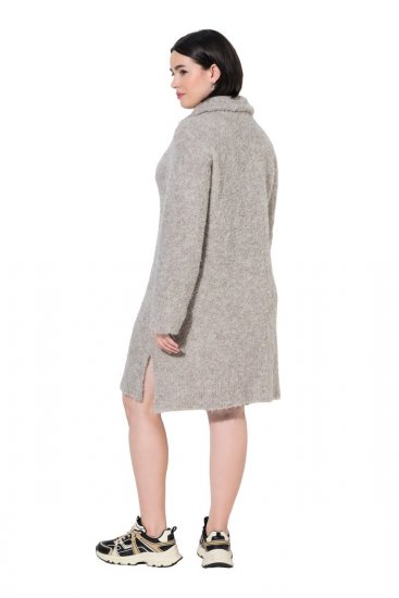 Ulla Popken 851563 Langermet strikket kjole Beige - Kjoler - Kjoler for alle størrelser
