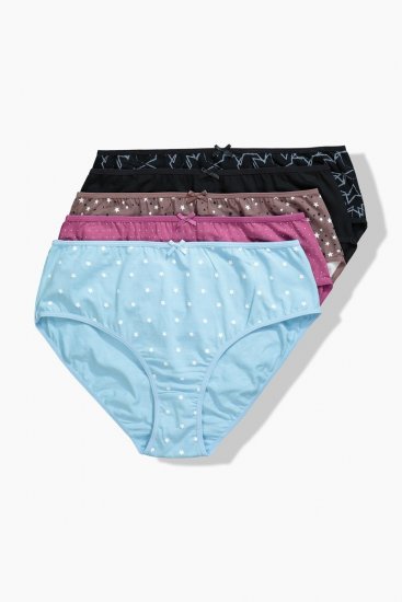 Ulla Popken 851714 Mønstrede truser 5-pakning Svart - Truser - 