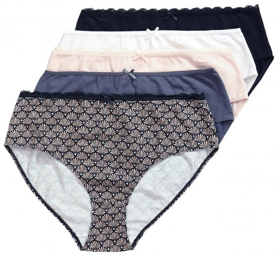 Ulla Popken 851730 Mønstrede truser 5-pakning Beige - Truser - 