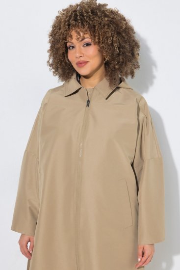 Ulla Popken 851764 Oversized kåpe med avtakbar hette Sand - Frakker - Kåper i store størrelser